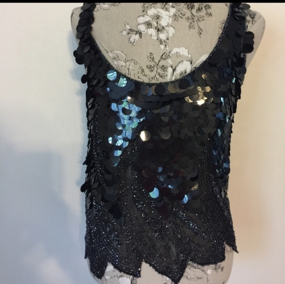 Gorgeous Oleg Cassini silk beaded tank - Picture 3 of 3